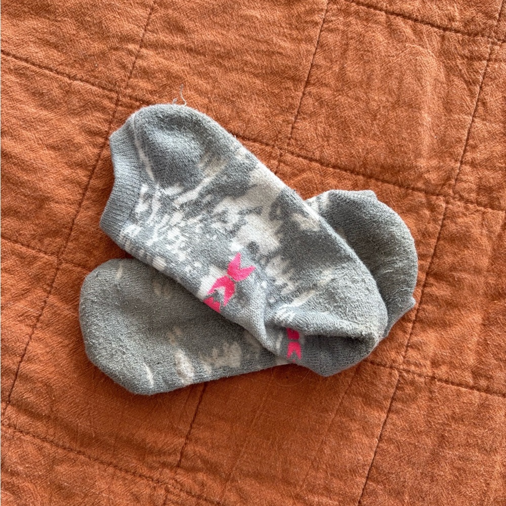 Gray and Pink Patterned Socks